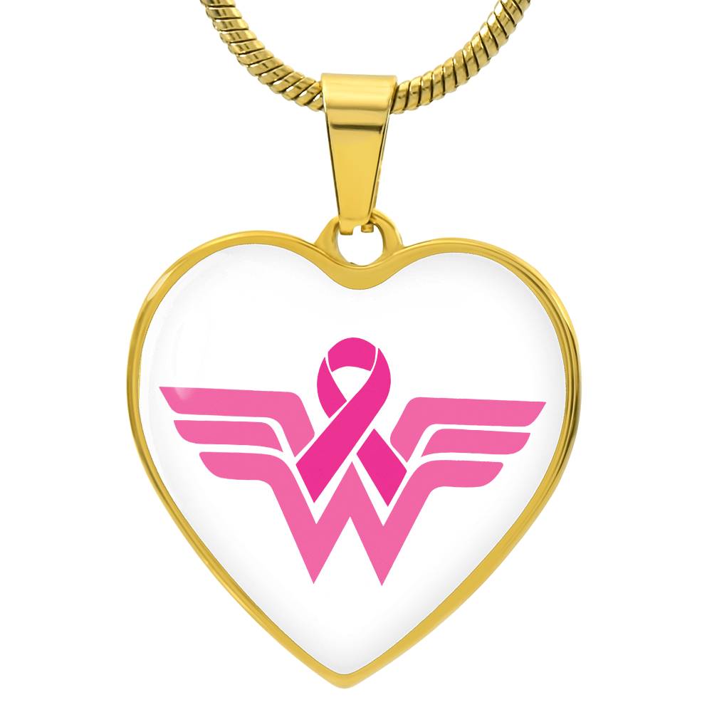 Personalized Wonder Warrior Heart Breast Cancer Pendant