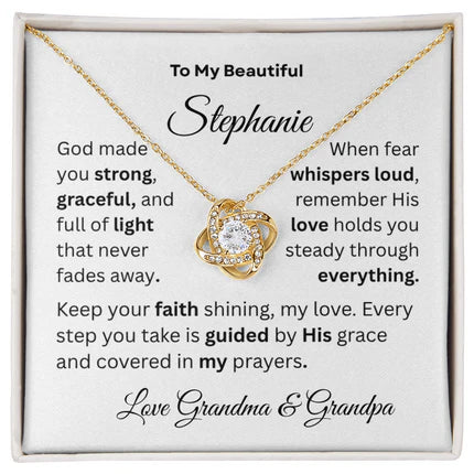 The Unbreakable Bond | Personalized Love Knot Necklace with Daughter's Faith Message