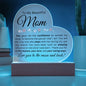 To My Beautiful Mom - Acrylic Heart Plaque w/Base