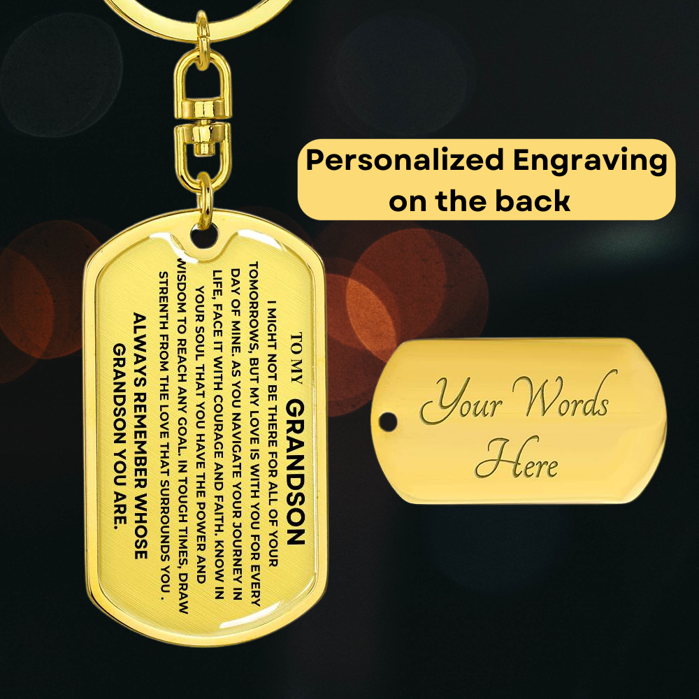 PERSONALIZED GRANDSON DOGTAG KEYCHAIN