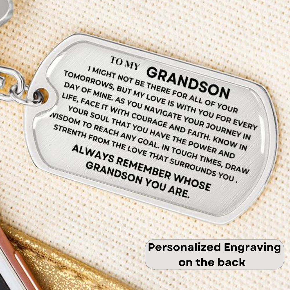 PERSONALIZED GRANDSON DOGTAG KEYCHAIN