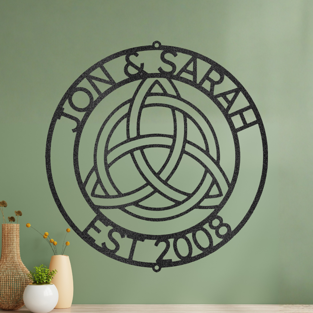 Personalized Celtic Knot Ring Monogram - Steel Sign
