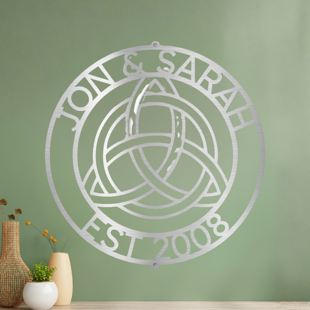 Personalized Celtic Knot Ring Monogram - Steel Sign