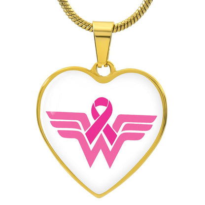 Personalized Wonder Warrior Heart Breast Cancer Pendant