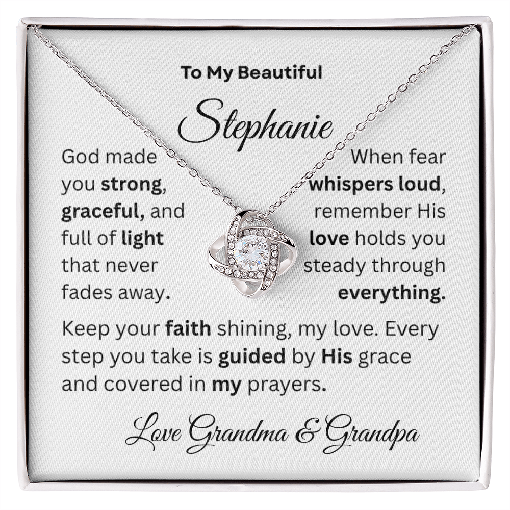 The Unbreakable Bond | Personalized Love Knot Necklace with Daughter's Faith Message