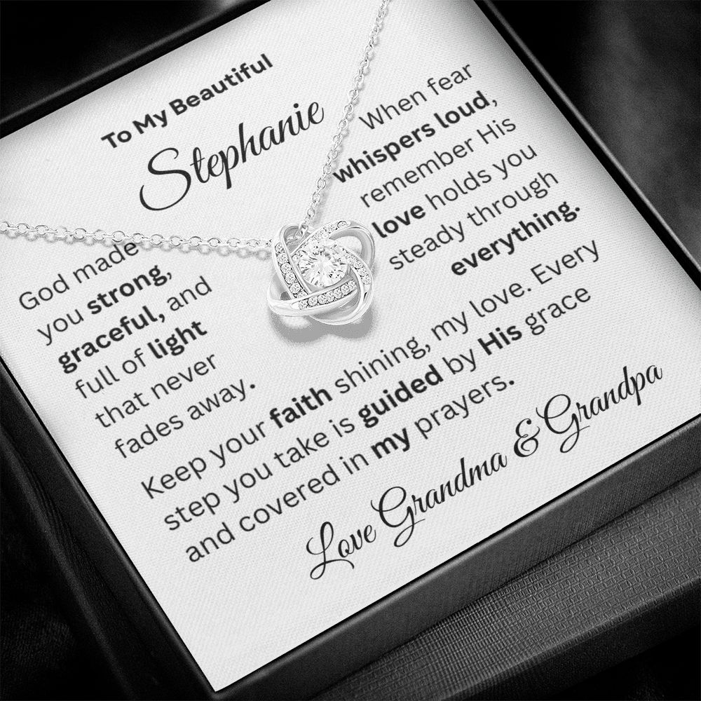 The Unbreakable Bond | Personalized Love Knot Necklace with Daughter's Faith Message
