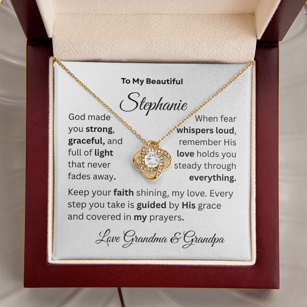 The Unbreakable Bond | Personalized Love Knot Necklace with Daughter's Faith Message