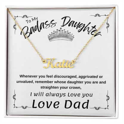 Personalized BasAss Daughter Necklace-From Dad