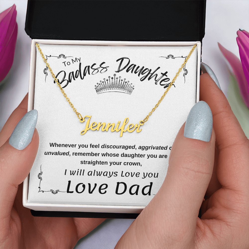 Personalized BasAss Daughter Necklace-From Dad