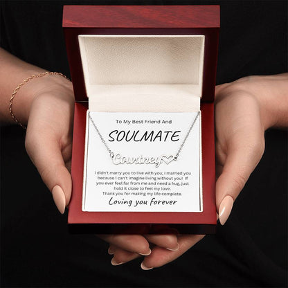 To My Soulmate Name Necklace with Heart