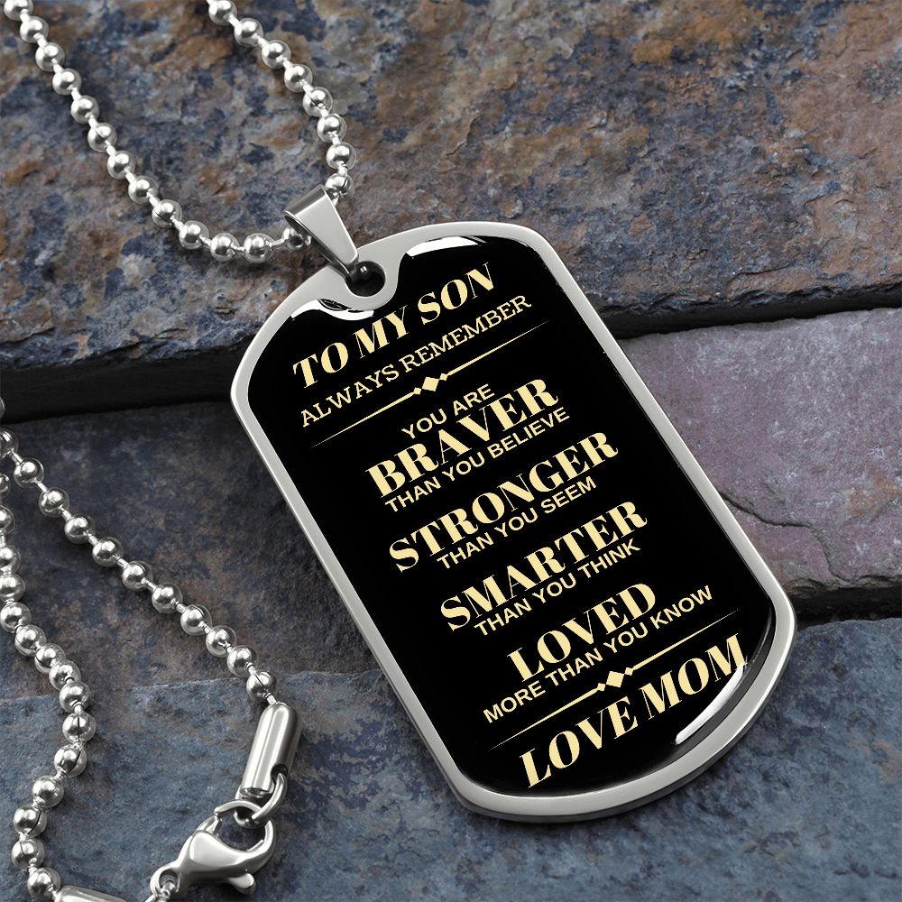 Son Dog Tag | From Mom - Black
