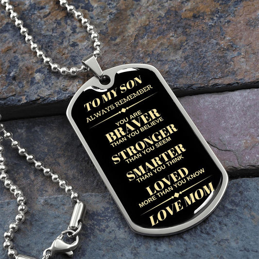 Son Dog Tag | From Mom - Black