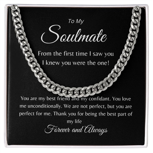 To My Soulmate | Cuban Link Chain Necklace | Soulmate | Husband | Boyfriend | Bestie